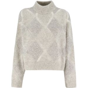 Brunello Cucinelli, Dames, Truien, Grijs, Maat: M Wol,