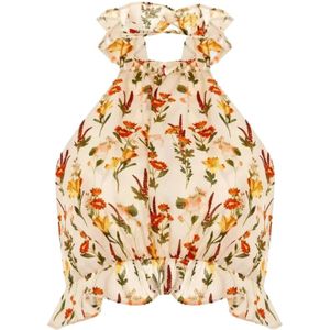 Agua by Agua Bendita, Dames, Tops, Veelkleurig, Maat: S Linnen,