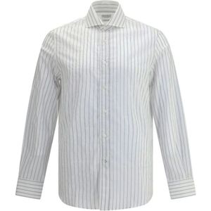 Brunello Cucinelli, Heren, Overhemden, Grijs, Maat: M Katoen,