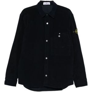 Stone Island, Heren, Jassen, Blauw, Maat: S Katoen,