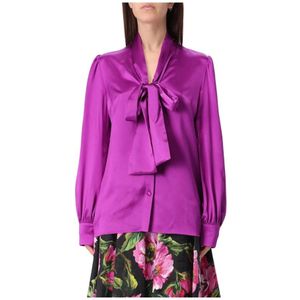 Silk - Bow Tie Blouse - Violet - Blouse