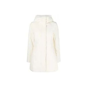 Woolrich Witte Logo-Patch Parka , White , Dames , Maat: S