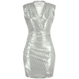 Nicowa - Elegante Jersey Jurk - Grijs - Met Pailletten