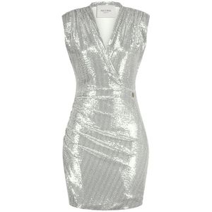 Nicowa - Elegante Jersey Jurk - Grijs - Met Pailletten