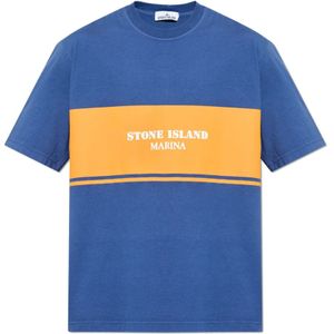 Stone Island, Heren, Tops, Blauw, Maat: 2XL Katoen,