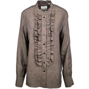 Xacus, Dames, Blouses & Shirts, Bruin, Maat: 2XS Linnen,