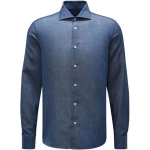 Fedeli, Heren, Overhemden, Blauw, Maat: M Denim,