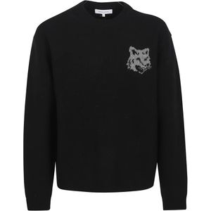 Maison Kitsuné, Heren, Truien, Zwart, Maat: L Wol,