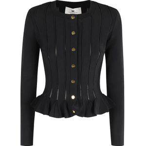 Elisabetta Franchi, Dames, Truien, Zwart, Maat: L