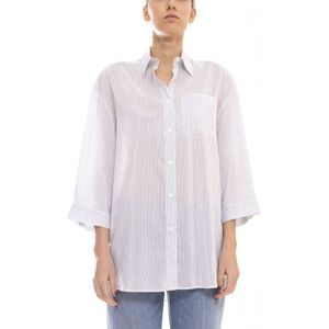 Peserico, Dames, Blouses & Shirts, Blauw, Maat: M Katoen,