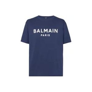 Balmain Paris T-shirt , Blue , Heren , Maat: M