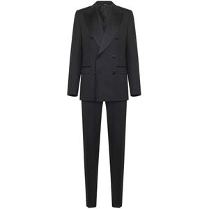Dolce & Gabbana, Heren, Pakken, Zwart, Maat: M Gabardine,