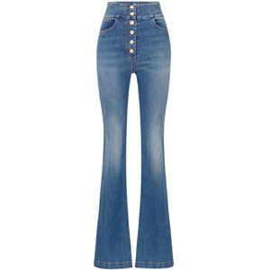 Elisabetta Franchi, Dames, Jeans, Blauw, Maat: W27 Katoen,