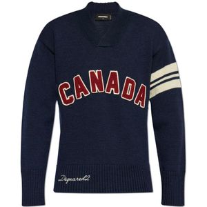 Dsquared2, Heren, Truien, Blauw, Maat: M Wol,