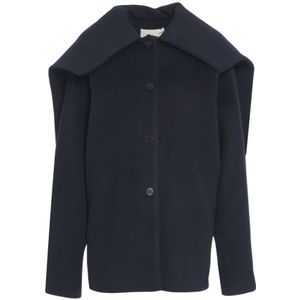 Viktoriachan, Dames, Mantels, Blauw, Maat: XS Leer,