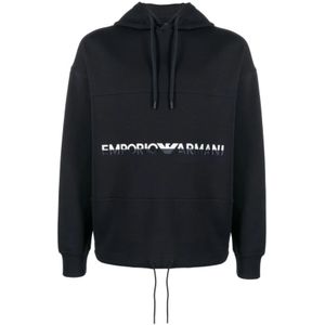 Emporio Armani, Heren, Sweatshirts & Hoodies, Blauw, Maat: XL Katoen,