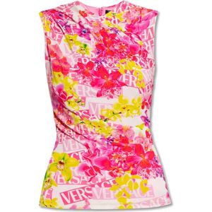 Versace Mouwloze Bedrukte Top , Pink , Dames , Maat: XS