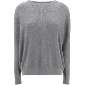 Brunello Cucinelli, Dames, Truien, Grijs, Maat: L Katoen,