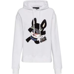Dsquared2, Heren, Sweatshirts & Hoodies, Wit, Maat: S Katoen,