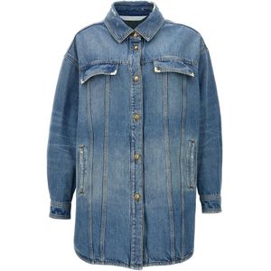 Palm Angels, Dames, Jassen, Blauw, Maat: XS Katoen,