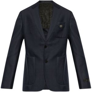 Versace, Heren, Jassen, Blauw, Maat: L Wol,