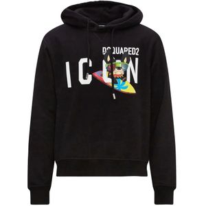 Dsquared2 Logo Print Hoodie , Black , Heren , Maat: S