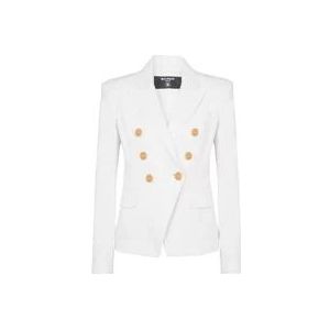 Balmain Denimjack met 6 knopen , White , Dames , Maat: M