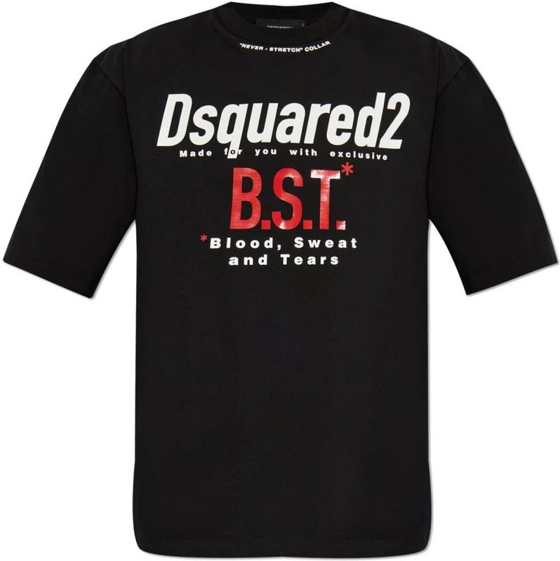 Dsquared2 T-shirt met print , Black , Heren , Maat: XL