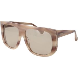 Max Mara - Acetate Zonnebril - Beige - Rechthoekig Ontwerp - 100% UVA- en UVB-bescherming