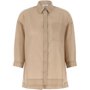 Peserico, Dames, Blouses & Shirts, Beige, Maat: M Katoen,
