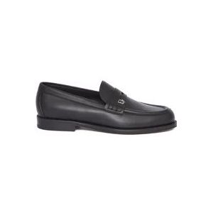 Dior Zwarte Leren Loafers Stijlvolle Herenschoenen , Black , Heren , Maat: 45 EU