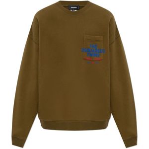 Dsquared2, Heren, Sweatshirts & Hoodies, Groen, Maat: S Katoen,