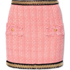 Balmain Tweed rok , Pink , Dames , Maat: S