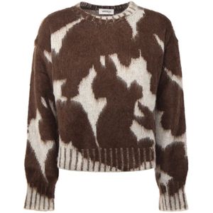 Ottod'Ame - Gebreide Trui - Bruin - Wol-Mohairmix - Lange Mouwen