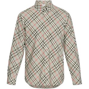 Burberry, Heren, Overhemden, Grijs, Maat: L Katoen,