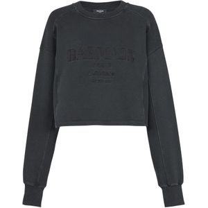Balmain Couture geborduurde sweatshirt , Gray , Dames , Maat: L