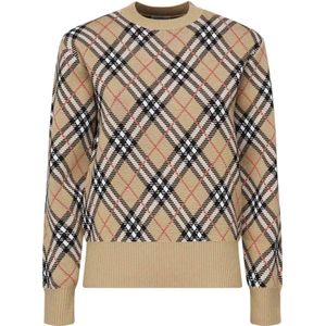 Burberry, Dames, Truien, Beige, Maat: M Wol,