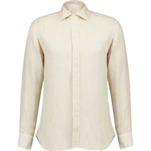 120% Lino, Heren, Overhemden, Beige, Maat: 3XL Linnen,