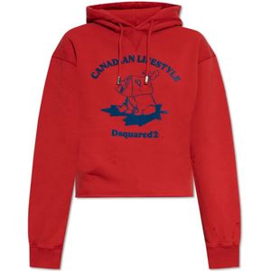 Dsquared2, Dames, Sweatshirts & Hoodies, Rood, Maat: XS Katoen,