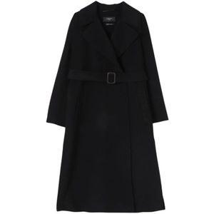 Max Mara Studio, Dames, Mantels, Zwart, Maat: XS Wol,