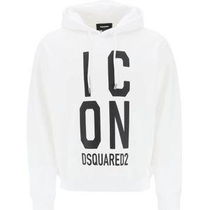 Dsquared2, Heren, Sweatshirts & Hoodies, Wit, Maat: S Katoen,