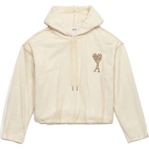 Ami Paris, Heren, Sweatshirts & Hoodies, Beige, Maat: S Tulle,