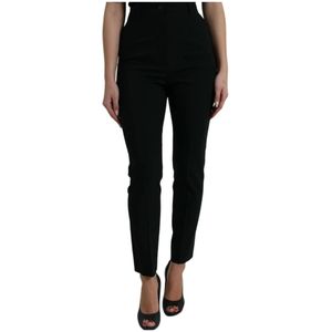 Dolce & Gabbana - High Waist Tapered Pants - Zwart - Broeken