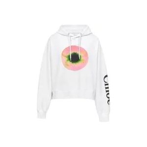 Chloé Organisch Katoenen Hoodie met Cirkelvormige Print , Multicolor , Dames , Maat: M