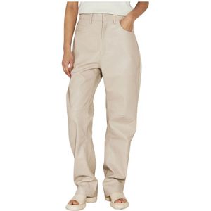 Entire Studios, Dames, Broeken, Beige, Maat: M Leer,