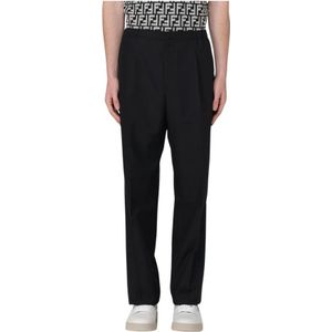 Fendi, Heren, Broeken, Zwart, Maat: L Wol,
