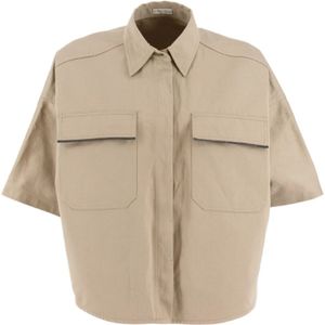 Brunello Cucinelli, Dames, Blouses & Shirts, Beige, Maat: S Leer,