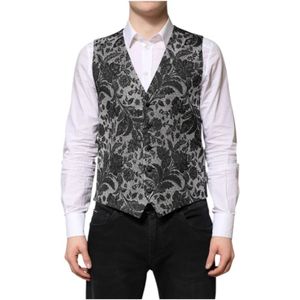 Dolce & Gabbana - Gilet - Rood-Zwart - Polyester-Zijde