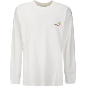 Carhartt Wip - American Script T-Shirt - Wit - Katoen - Lange Mouwen