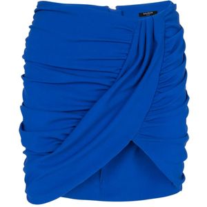 Balmain Gedrapeerde jersey rok , Blue , Dames , Maat: 2XS